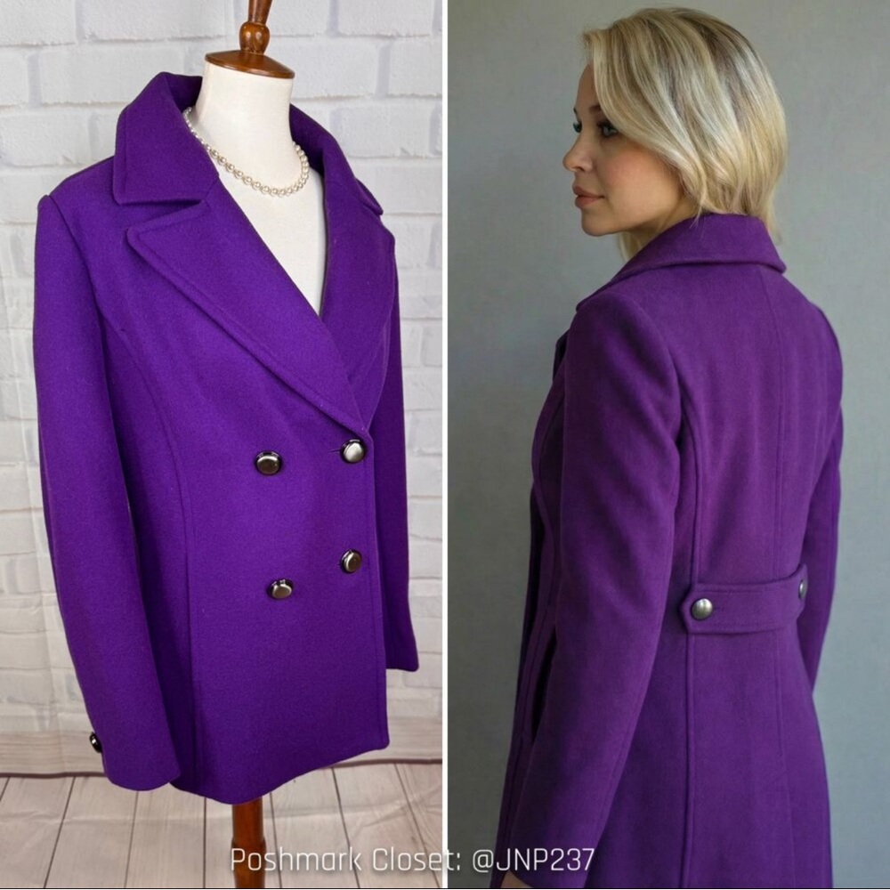 { Coldwater Creek } Violet Wool-Blend Peacoat - Picture 2 of 9